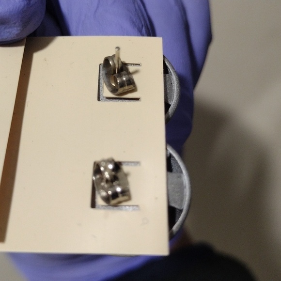 Retro 1980s Grey Enameled Metal Dome Stud Earrings – Stylish Women's Jewelry - Picture 6 of 6